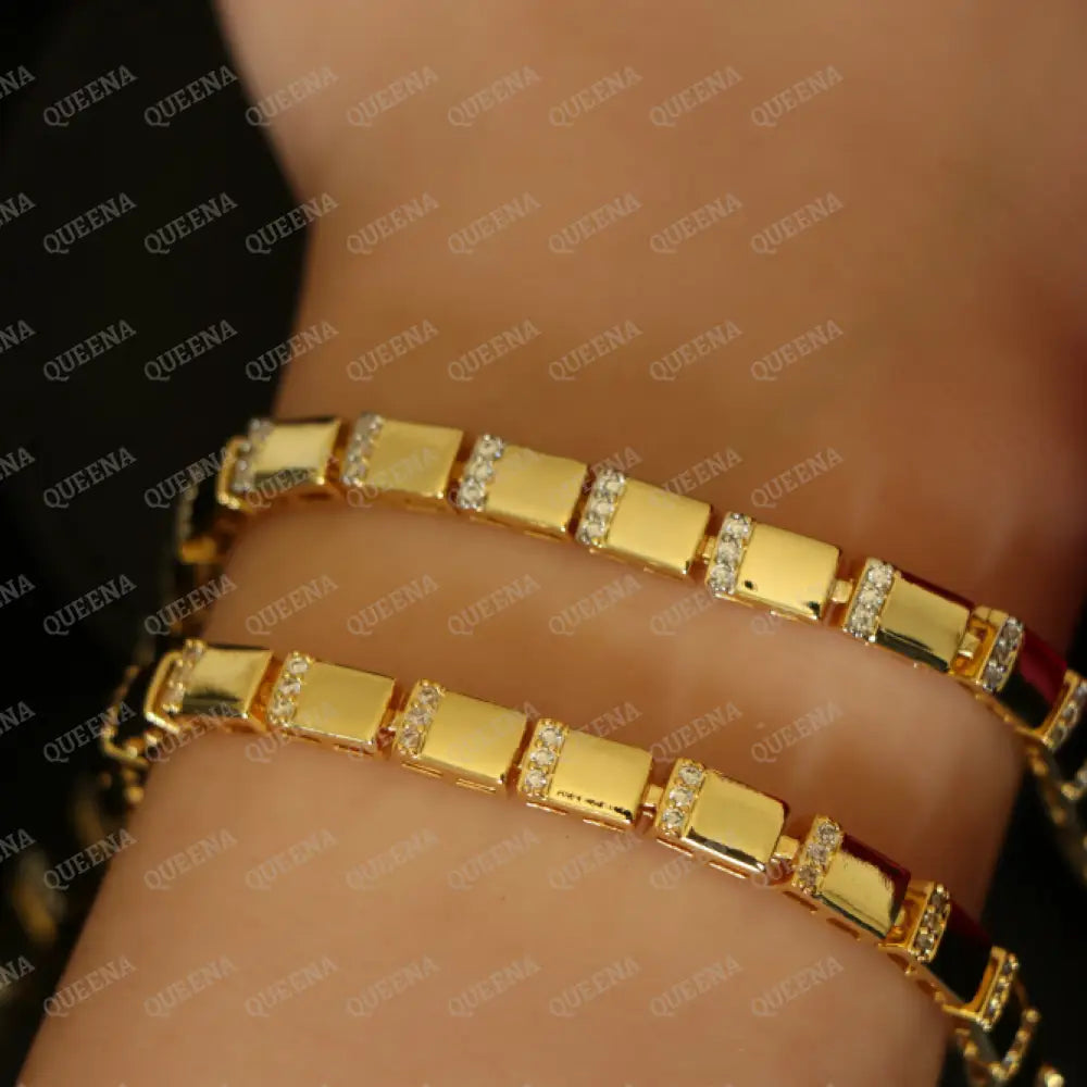 Catalina Golden Bracelet Studded with Gold or Silver Zircon Stones Bracelet