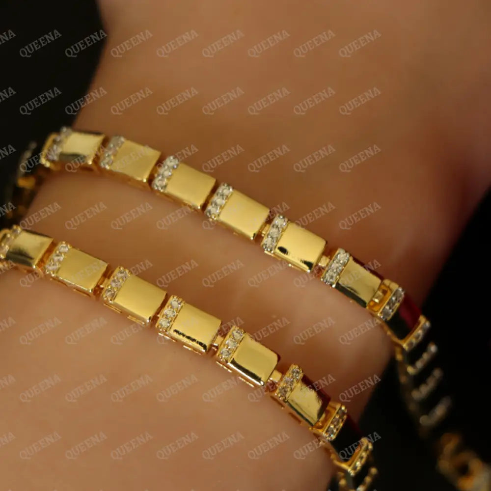 Catalina Golden Bracelet Studded with Gold or Silver Zircon Stones Bracelet