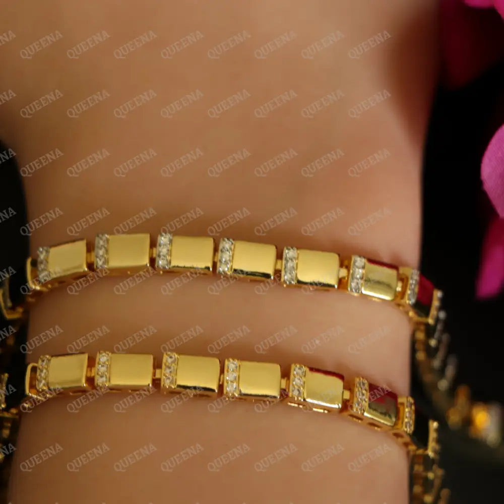 Catalina Golden Bracelet Studded with Gold or Silver Zircon Stones Bracelet