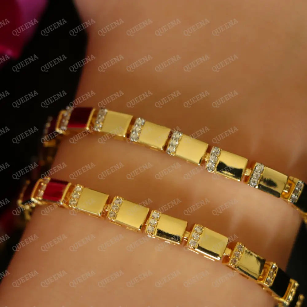 Catalina Golden Bracelet Studded with Gold or Silver Zircon Stones Bracelet