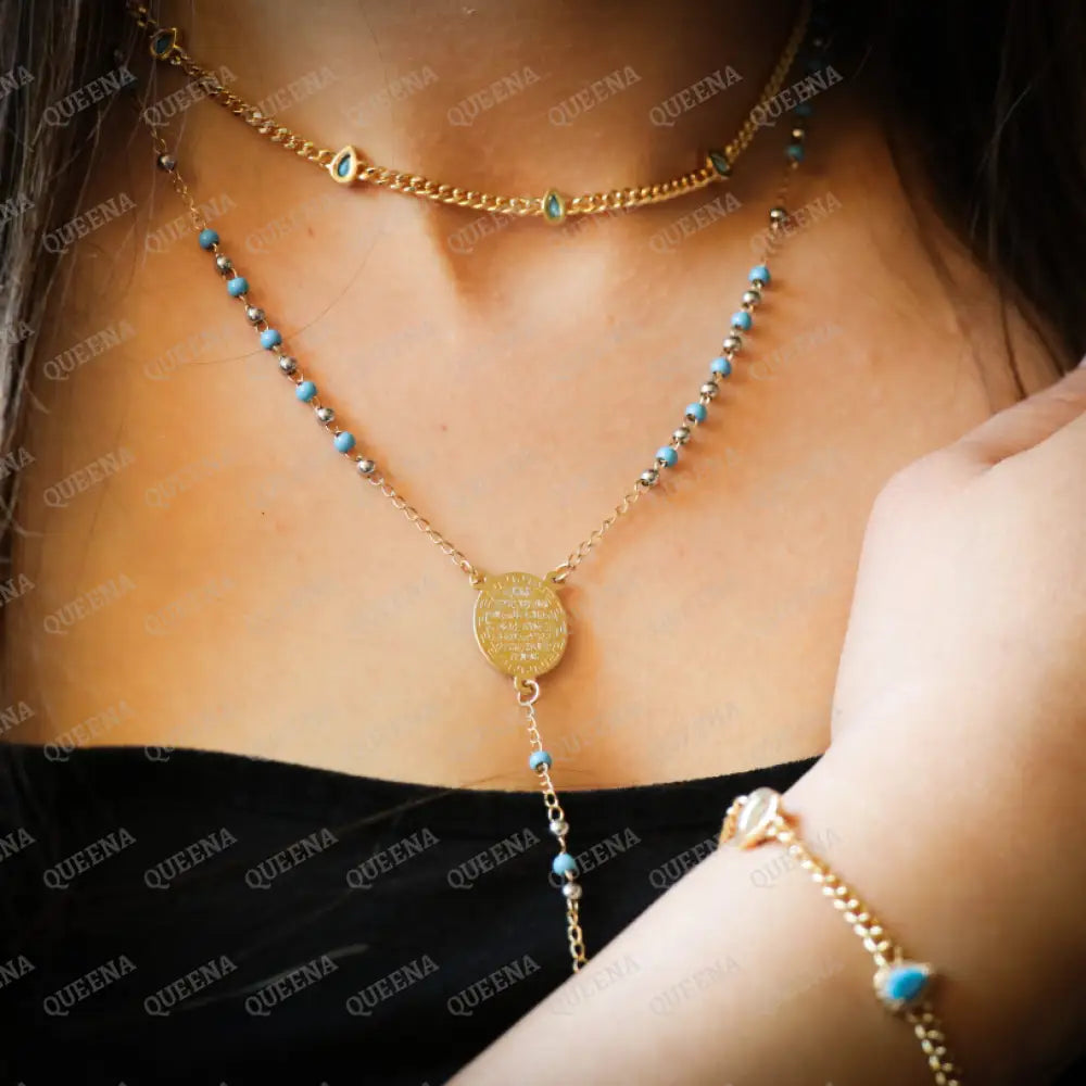 Chain Bracelet With Turquoise Fayrozi Almonds Zircon Stones