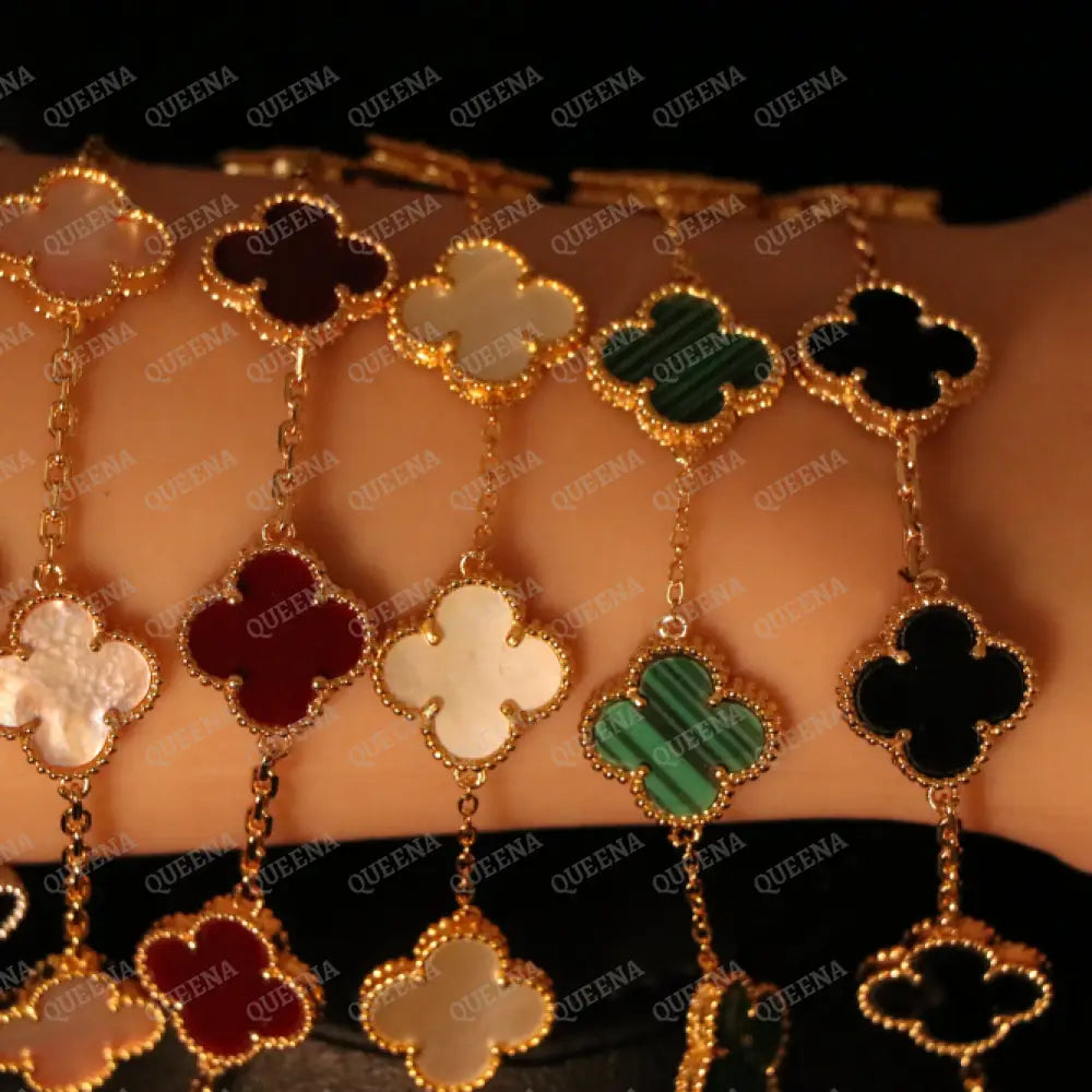 Clover Bracelet with 5 Multi Leaf Clover - High Quality 18k Gold Plated Statement Piece Bracelet
