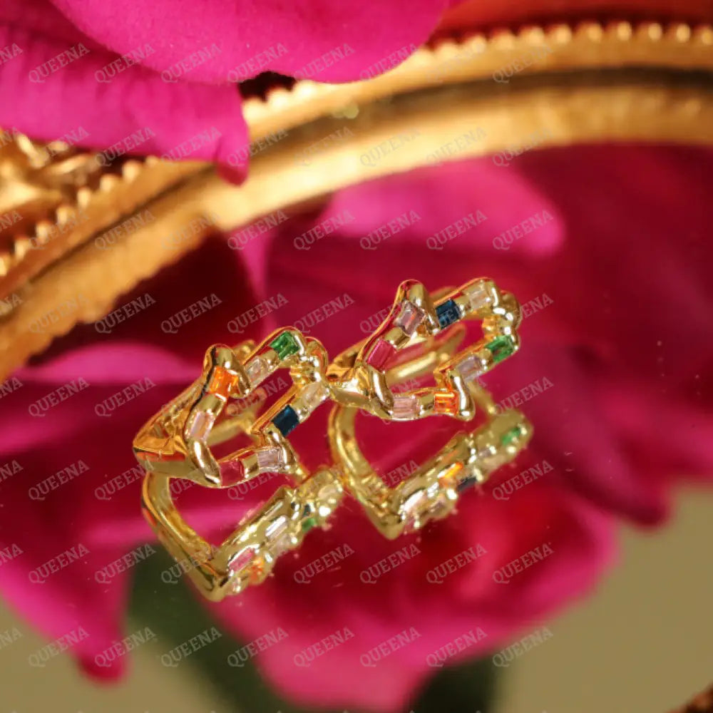 Colorful Crystal Hamsa Hand Hoop Earrings earrings