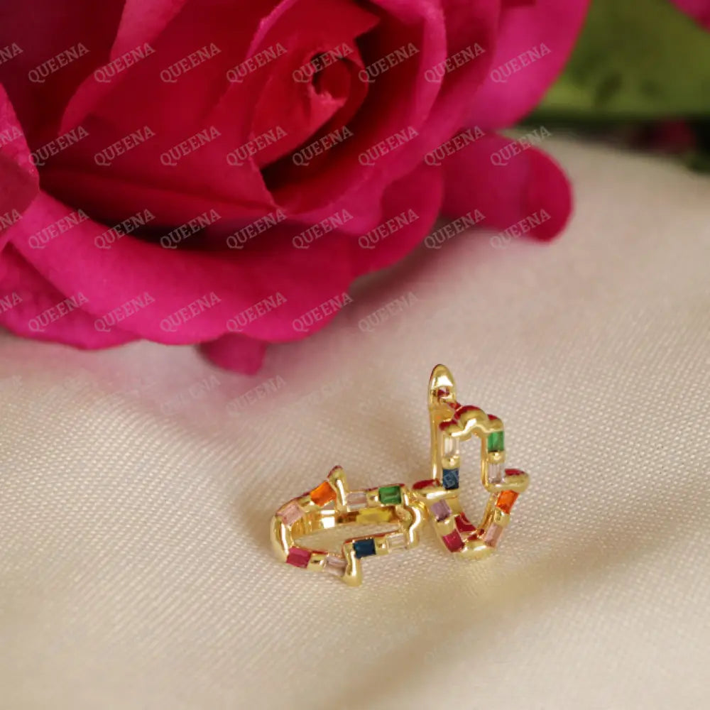 Colorful Crystal Hamsa Hand Hoop Earrings earrings