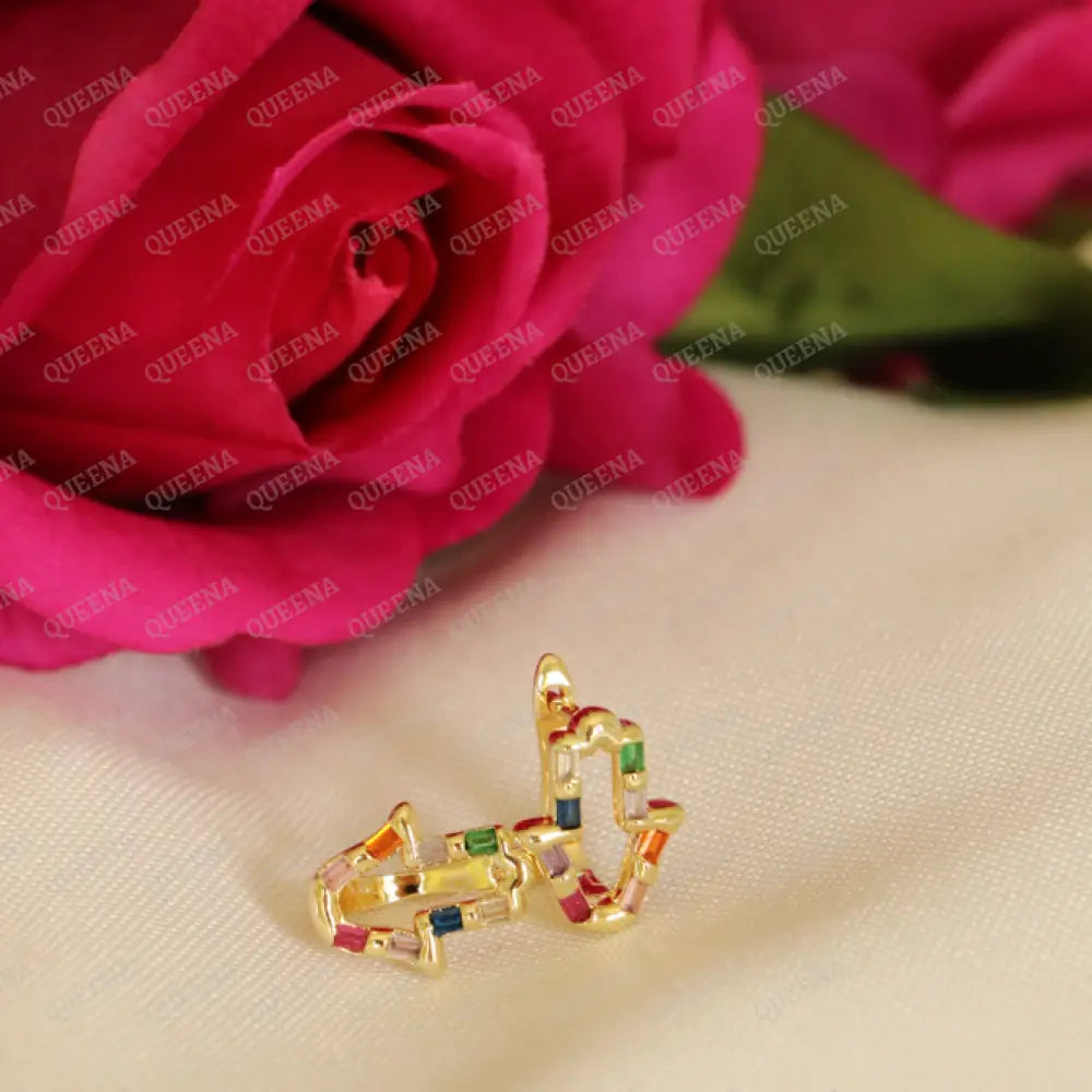 Colorful Crystal Hamsa Hand Hoop Earrings earrings