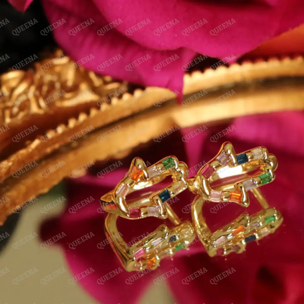 Colorful Crystal Hamsa Hand Hoop Earrings earrings