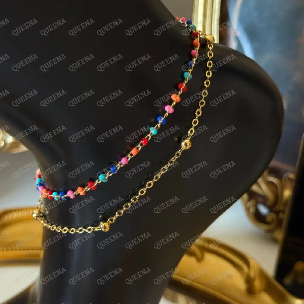 Colorful Double Layers Anklet Anklet