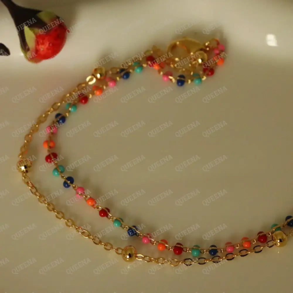 Colorful Double Layers Anklet Anklet