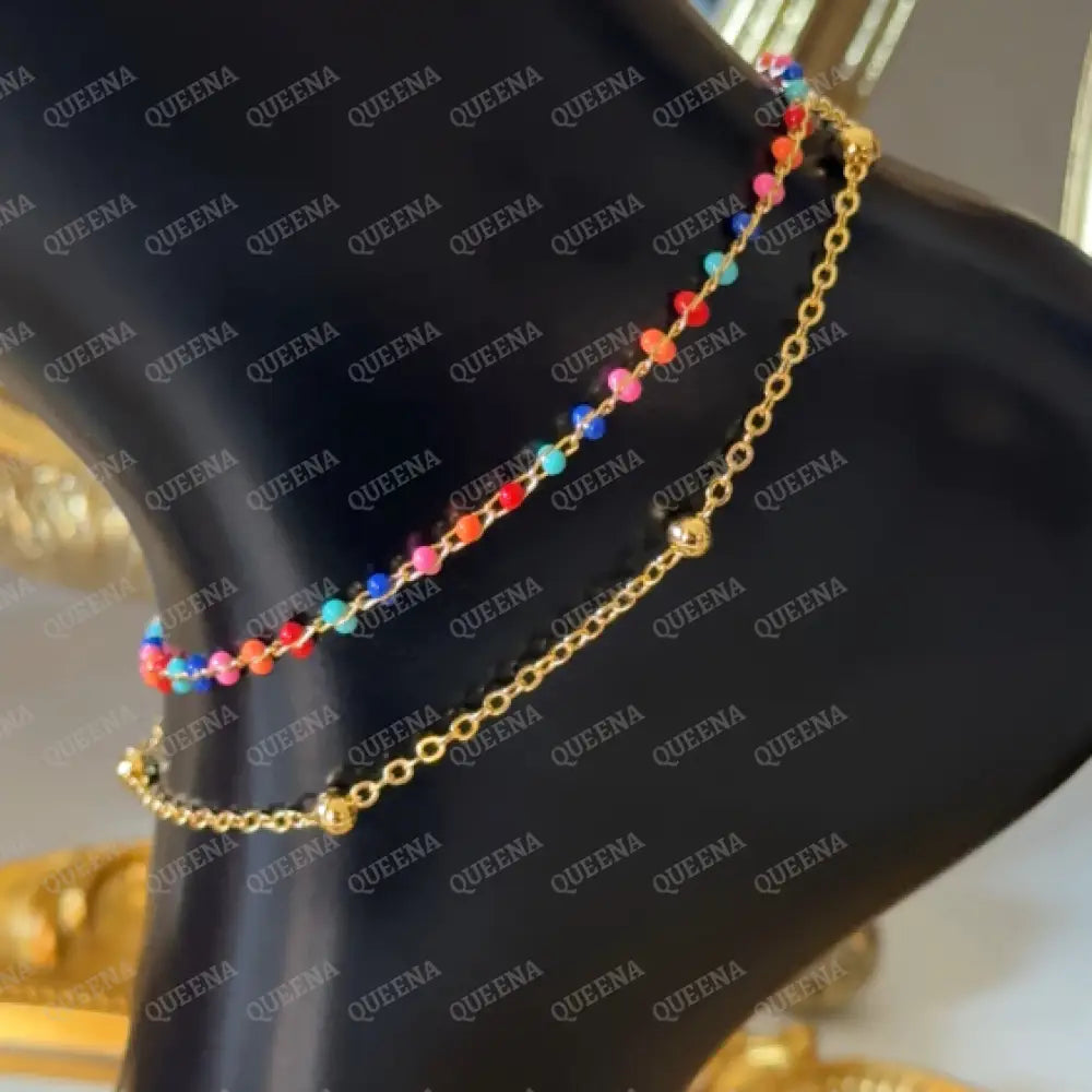 Colorful Double Layers Anklet Anklet
