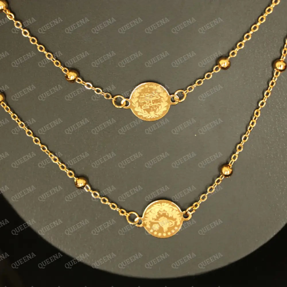 Dainty Multi Lyra Coins Long Layering Necklace with Verasacei pattern Necklaces