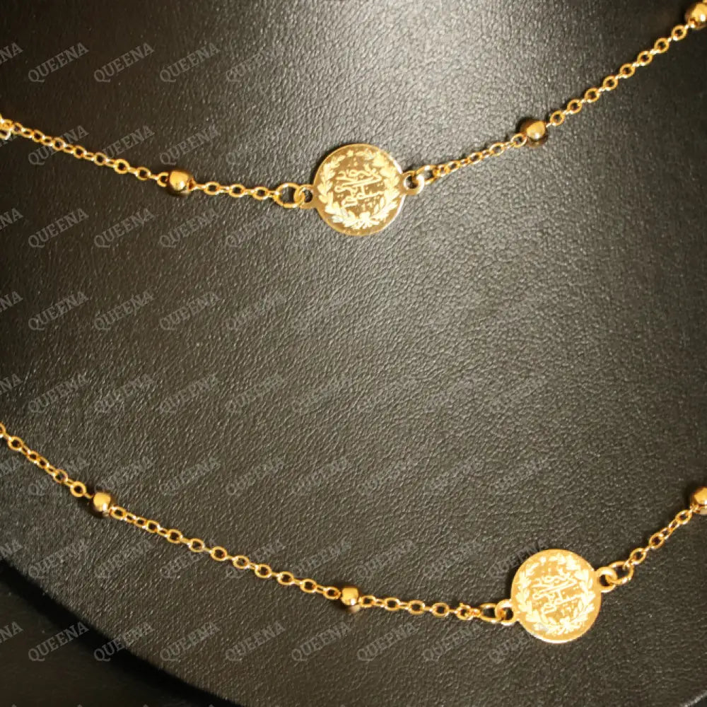 Dainty Multi Lyra Coins Long Layering Necklace with Verasacei pattern Necklaces