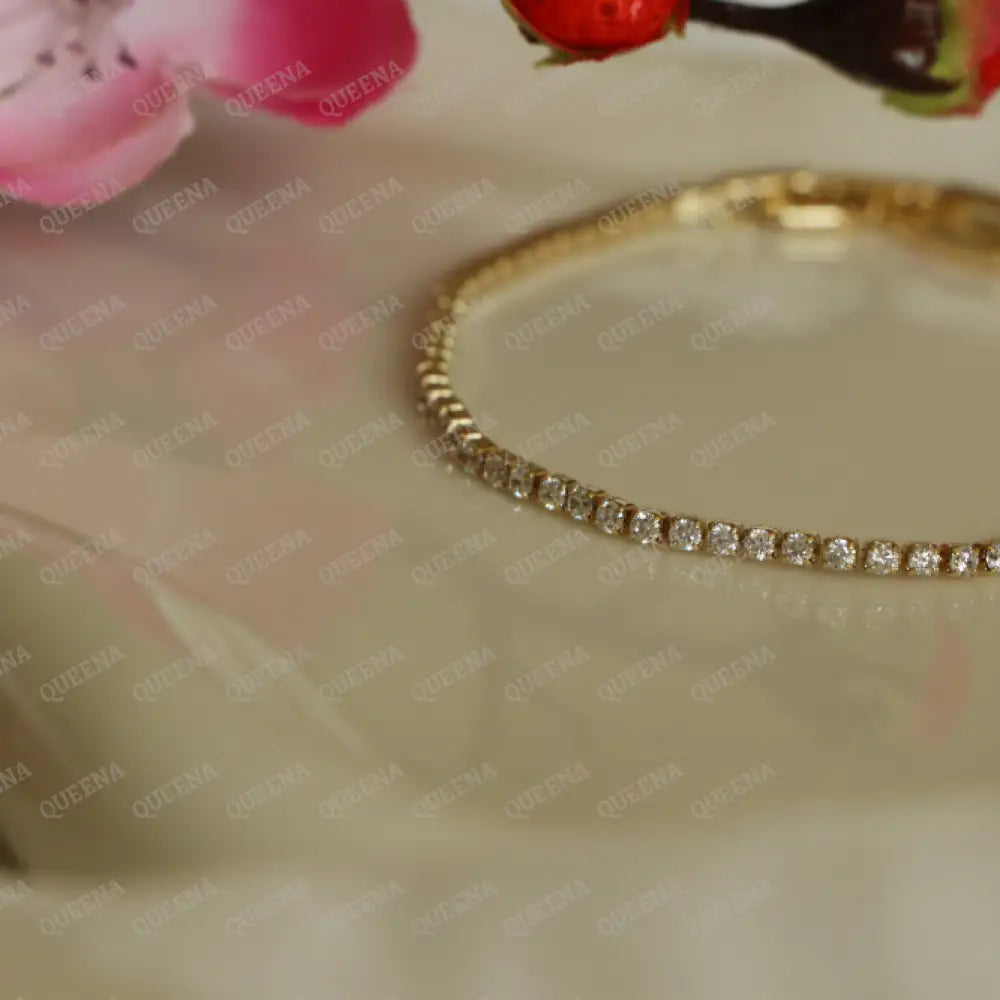 Delicate Gold Zircon Rhinestone Tennis Bracelet