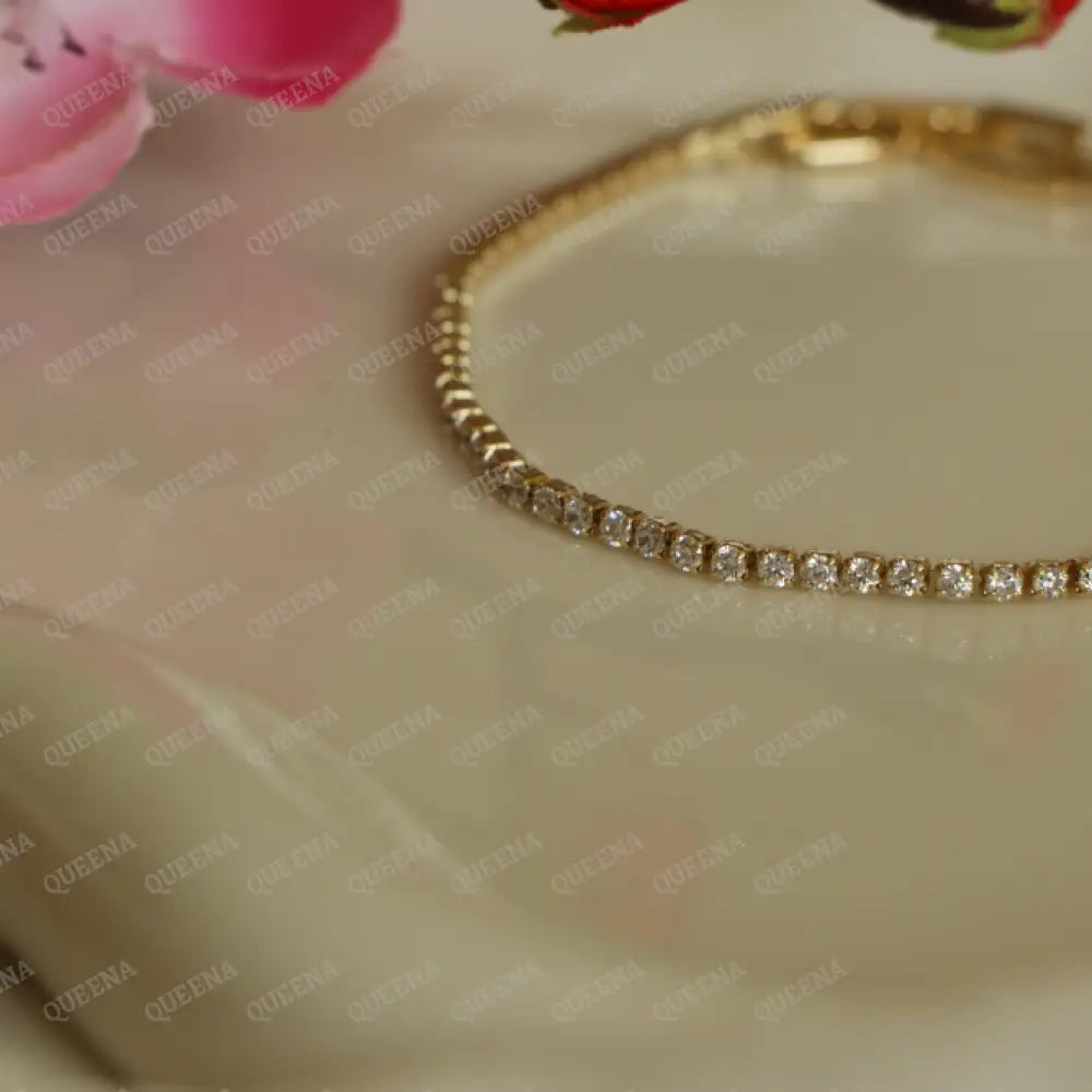 Delicate Gold Zircon Rhinestone Tennis Bracelet