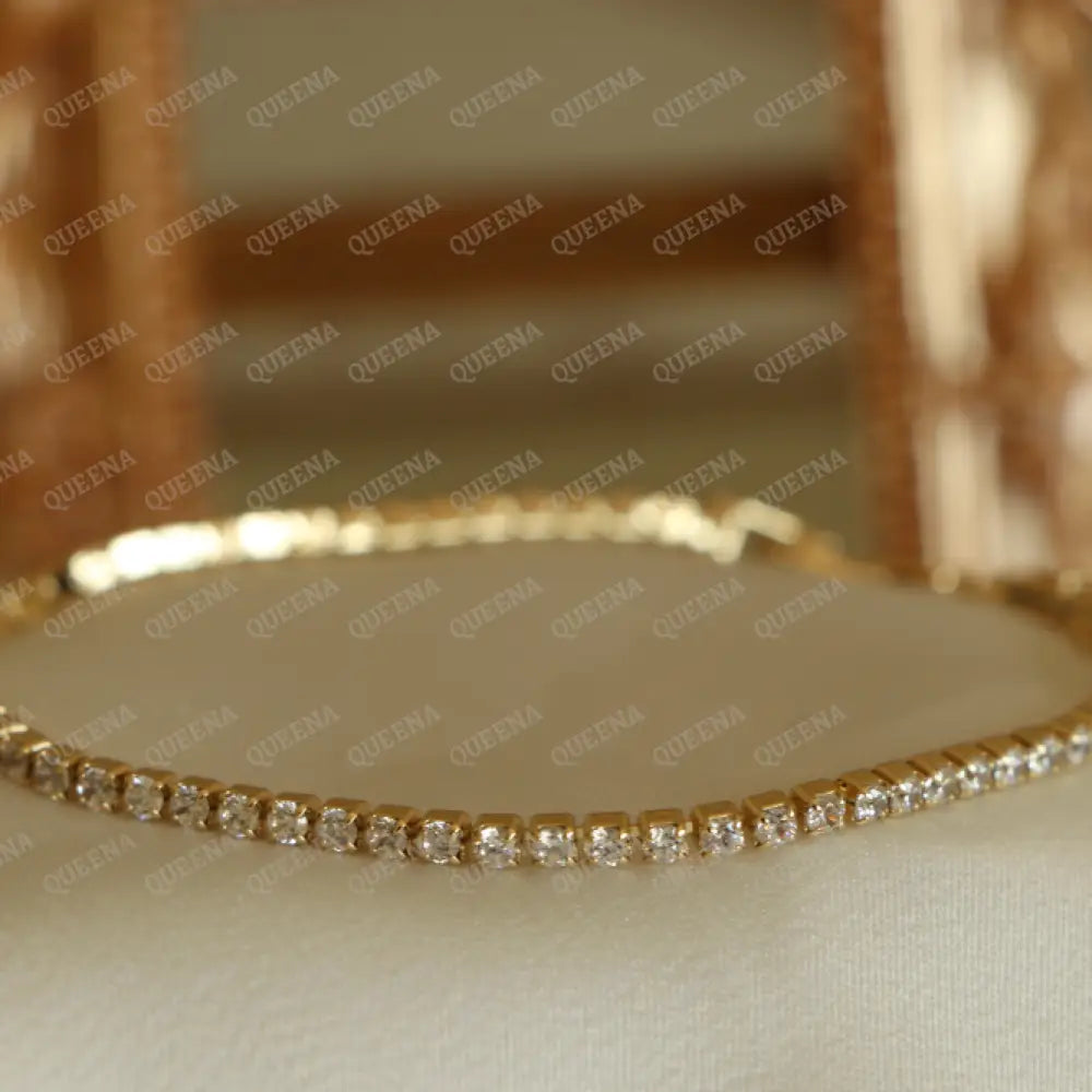 Delicate Gold Zircon Rhinestone Tennis Bracelet