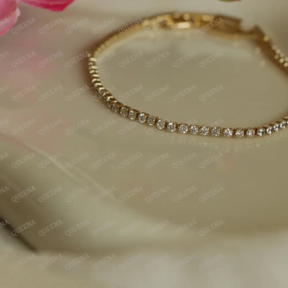 Delicate Gold Zircon Rhinestone Tennis Bracelet