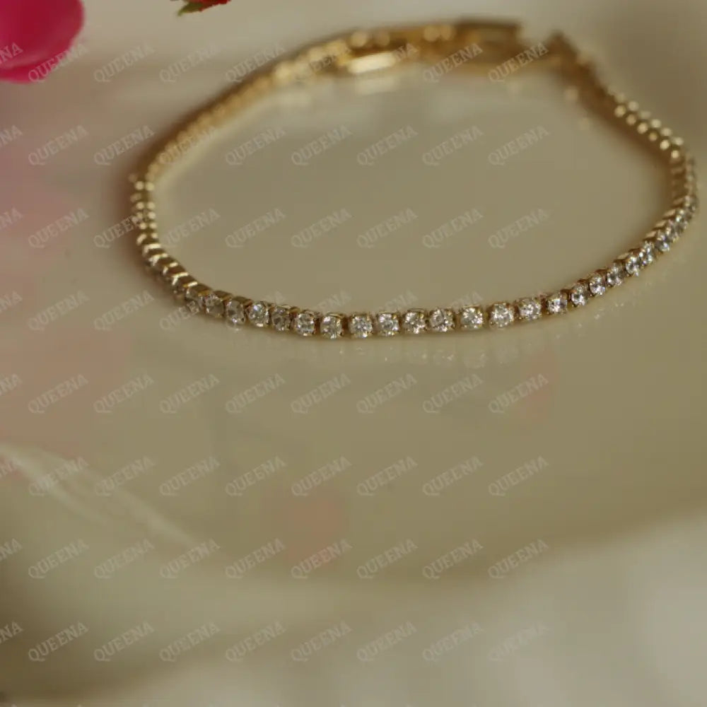 Delicate Gold Zircon Rhinestone Tennis Bracelet