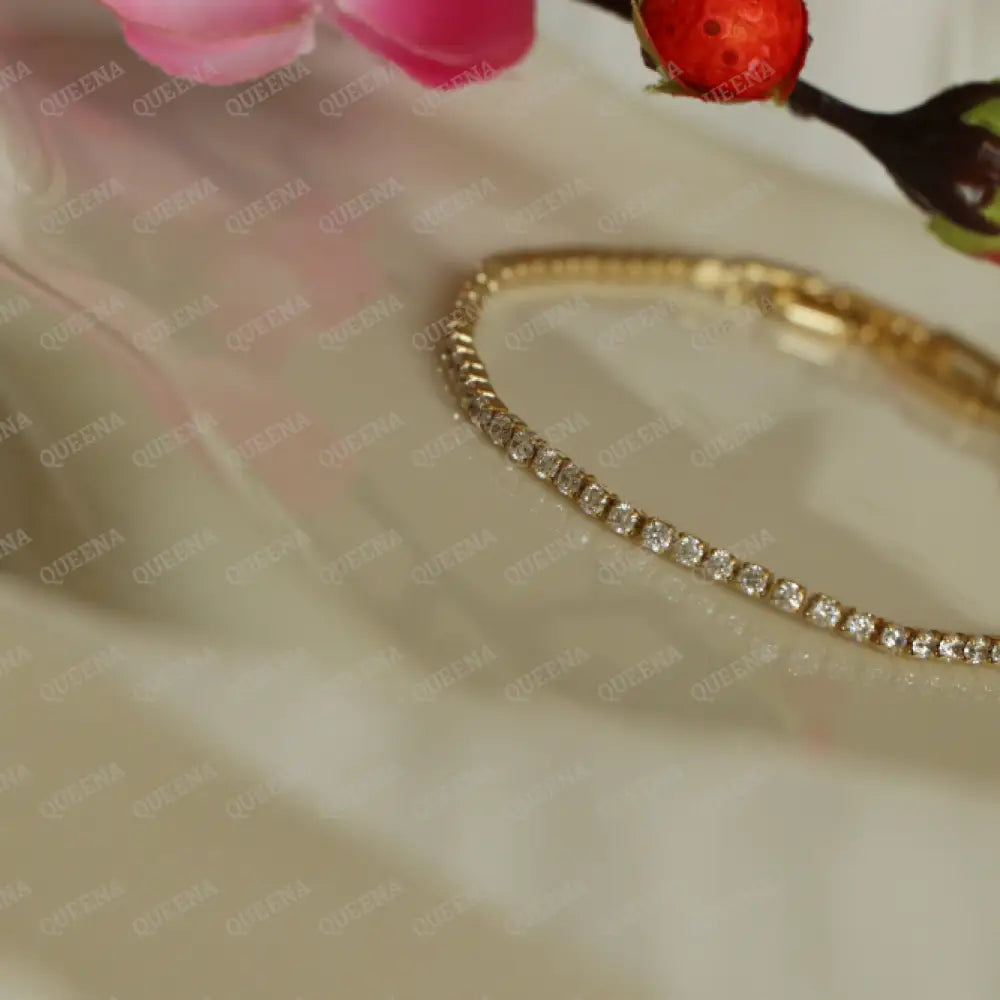 Delicate Gold Zircon Rhinestone Tennis Bracelet