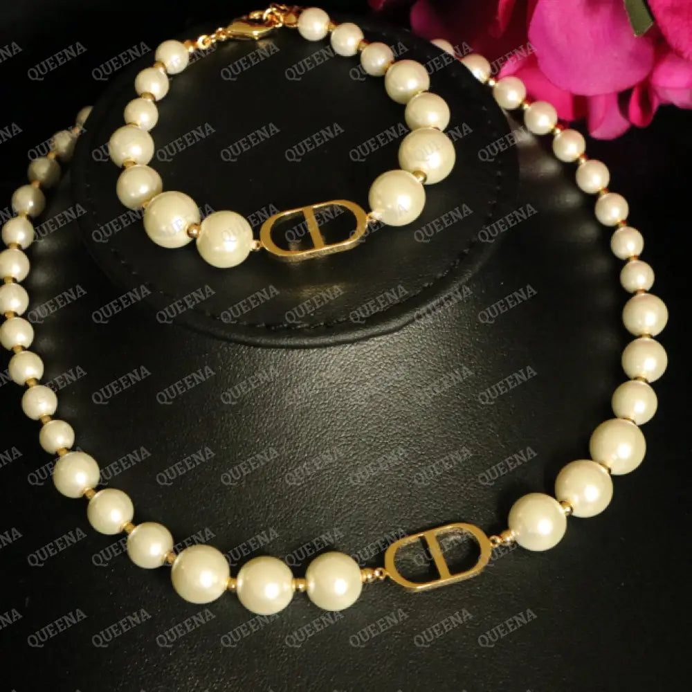 Elegant New CD Pearls Jewelry Set - 3 Pieces (Necklace + Bracelet + Earrings) Jewelry Sets