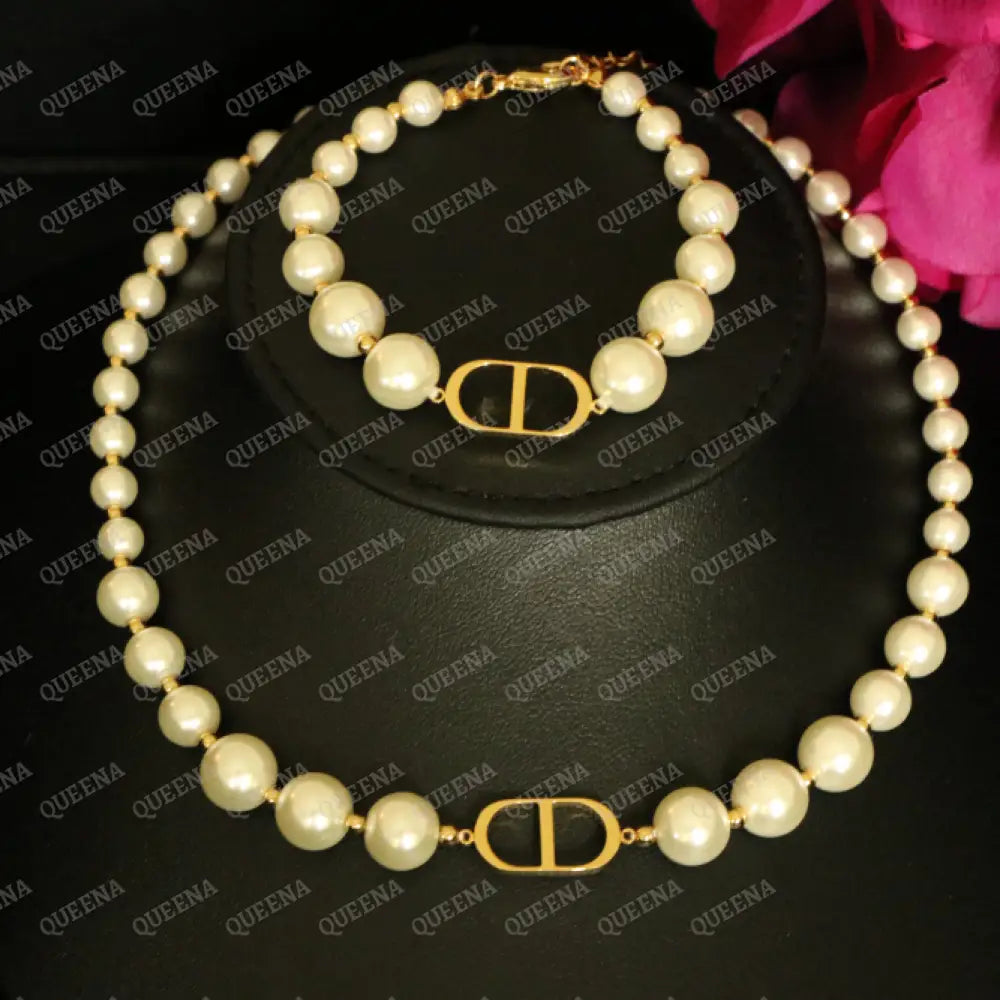 Elegant New CD Pearls Jewelry Set - 3 Pieces (Necklace + Bracelet + Earrings) Jewelry Sets