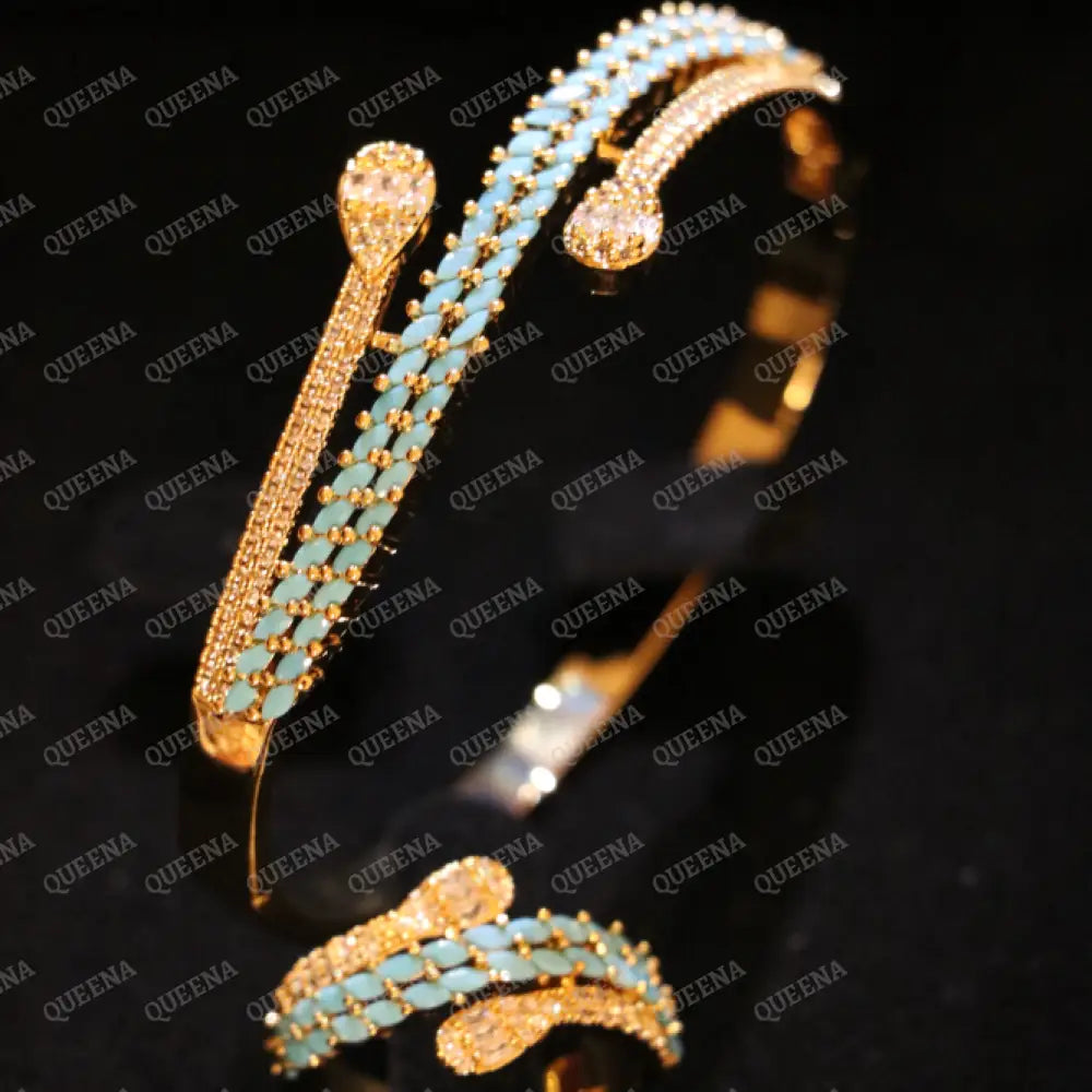 Glamour Fayroz Luxe Half Set Stud with Zircon Stones - High Quality 18k Gold Plated Statement Design - Jewelry Sets