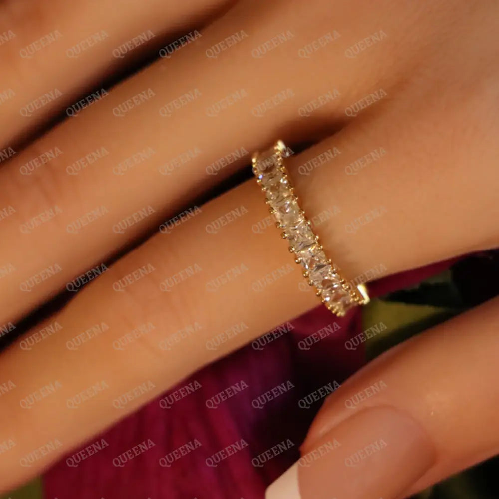 Golden Crystal Rhinestone Tennis Ring - Adjustable (Free Size) Rings