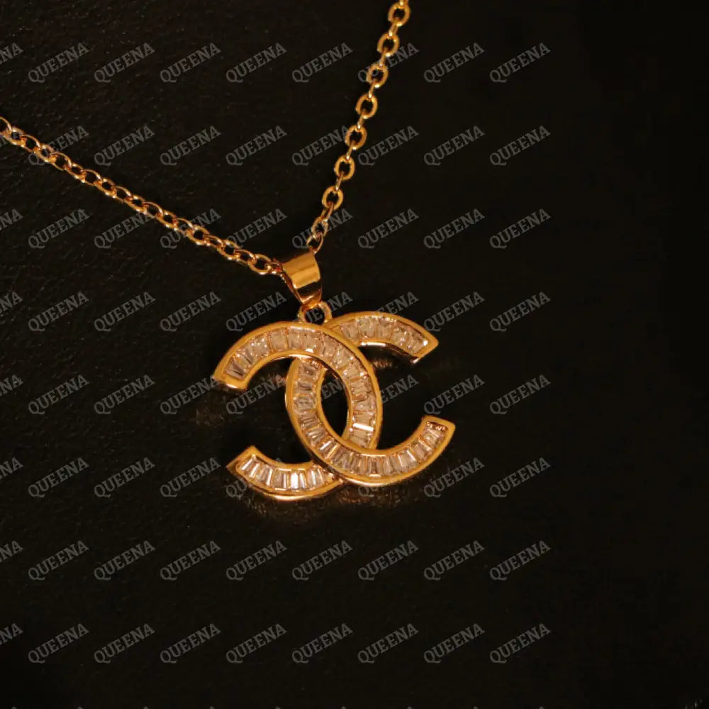 Golden Crystals CH Pendant Necklace Necklaces