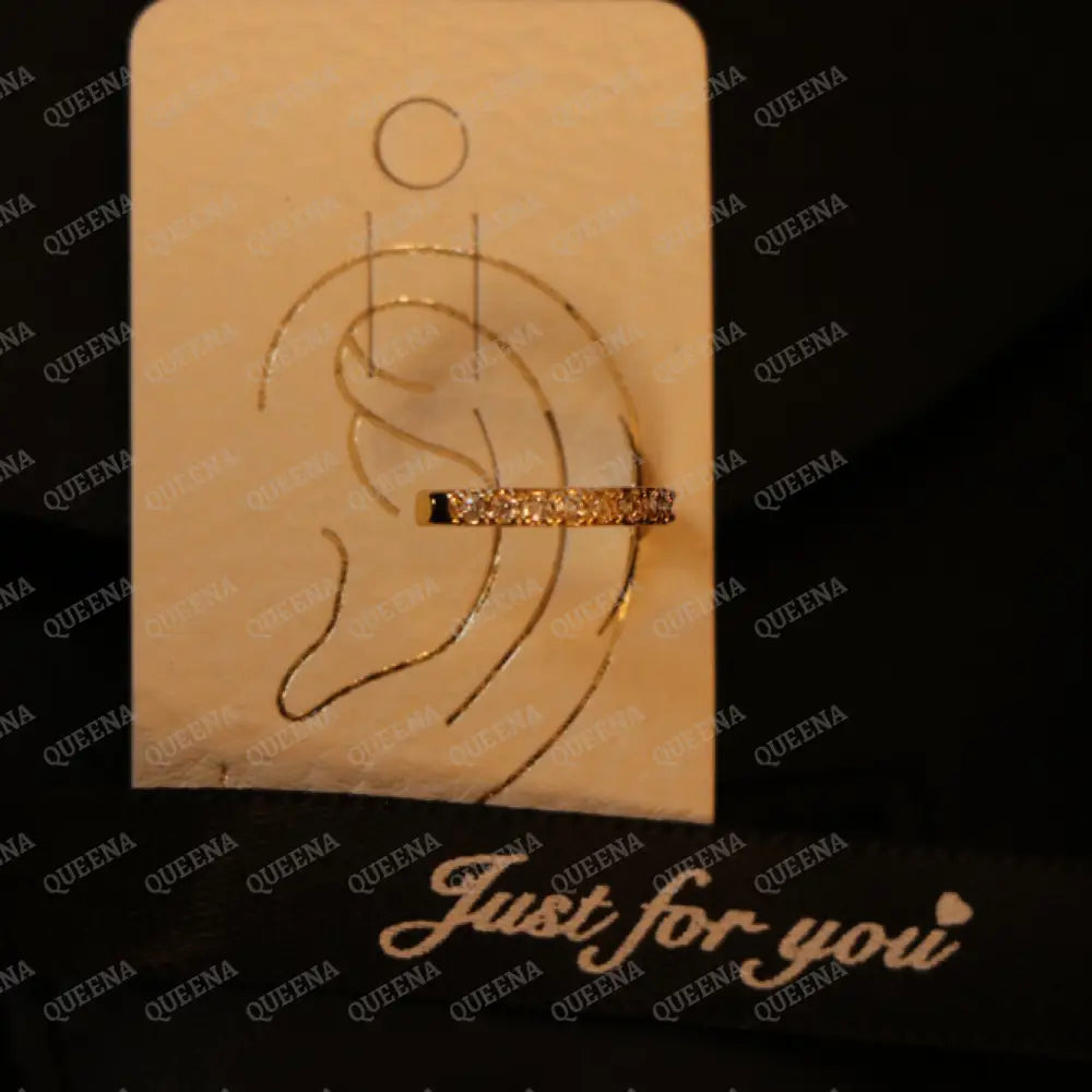 Golden Ear Cuff Studded with Zircons Earrings