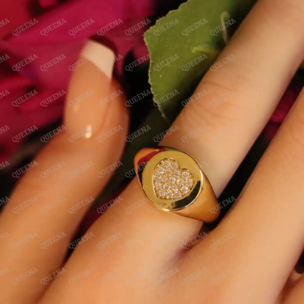 Goldie Sparkle Heart Ring / Adjustable Ring (Free Size) Rings