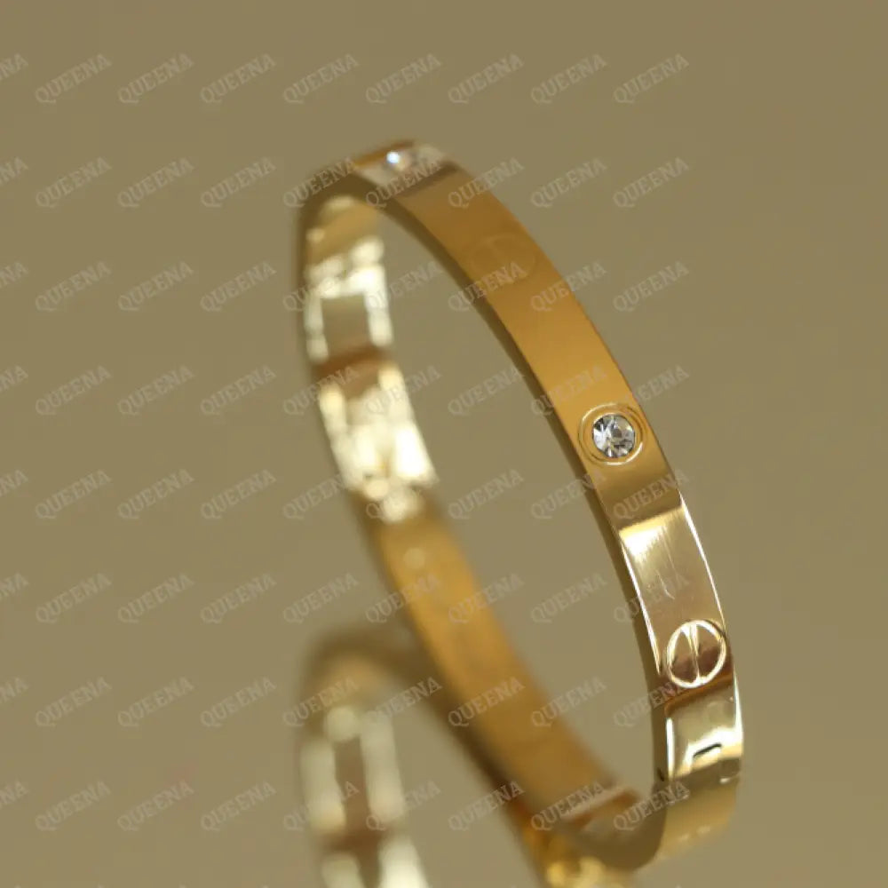 Iconic Bangle Love Bracelet With Crystal Diamonds - High Quality 18K Gold Plated Statement Piece