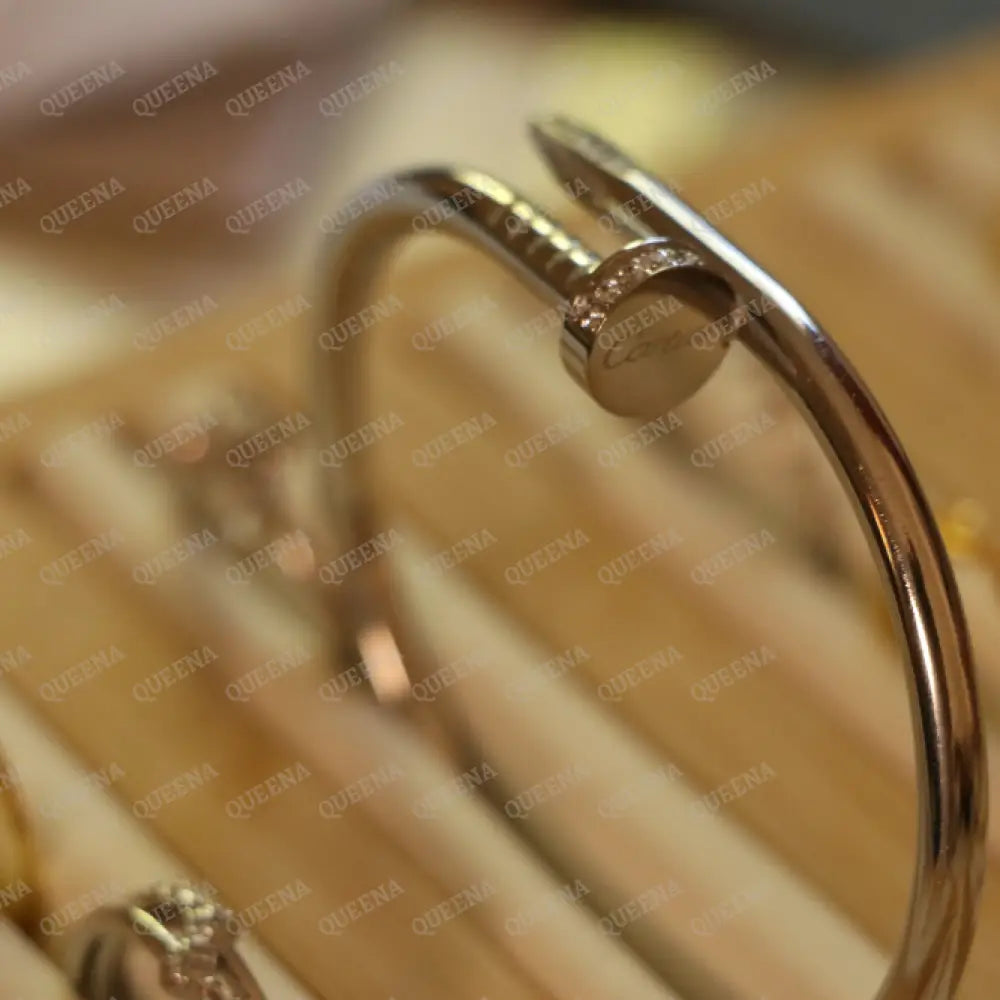 Iconic Classic Silver Wide Nail Bangle Bracelet with Zircon Bracelet