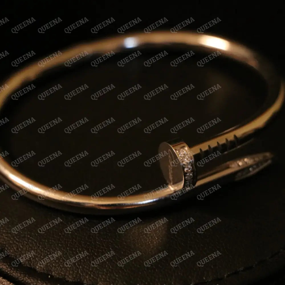 Iconic Classic Silver Wide Nail Bangle Bracelet with Zircon Bracelet