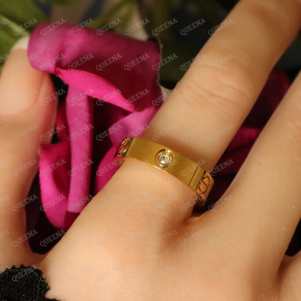 Iconic LOVE Ring with Crystal Diamonds Rings