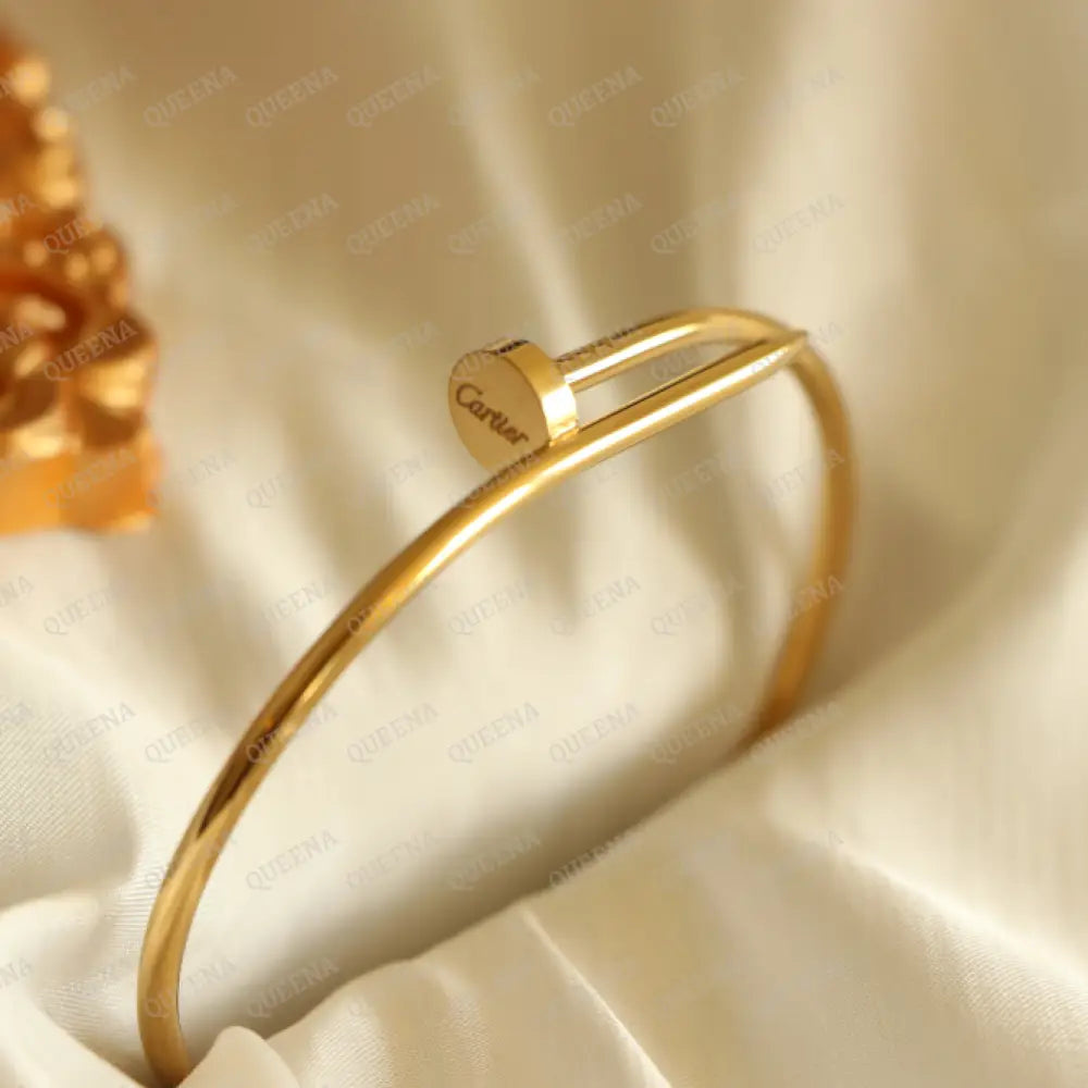Iconic Nail Plain Bangle Bracelet - High Quality 18K Gold Plated Statement Piece