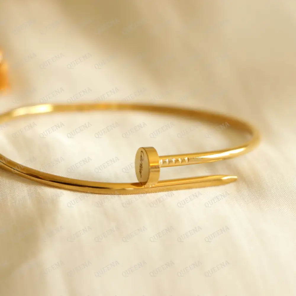 Iconic Nail Plain Bangle Bracelet - High Quality 18K Gold Plated Statement Piece