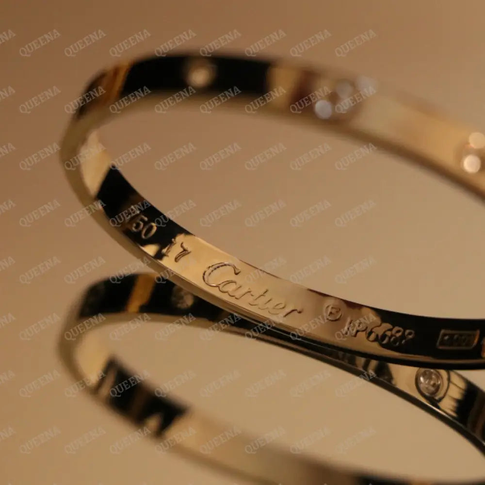 Iconic SILVER Bangle LOVE Bracelet with Crystal Diamonds Medium Size 17 Bracelet