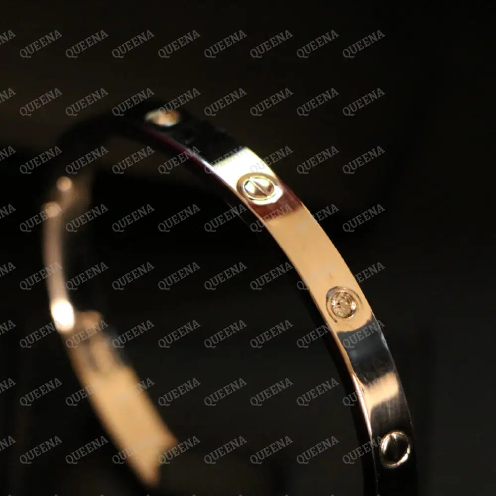 Iconic SILVER Bangle LOVE Bracelet with Crystal Diamonds Medium Size 17 Bracelet