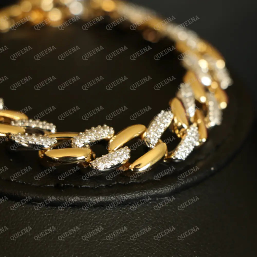 Luxurious Mix Gold with Silver Janzeer Chain Bracelet Studded with Full Zircon Bracelet
