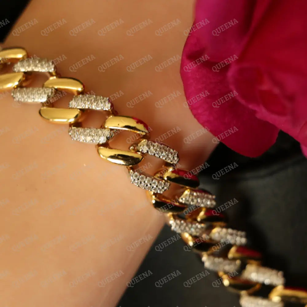 Luxurious Mix Gold with Silver Janzeer Chain Bracelet Studded with Full Zircon Bracelet