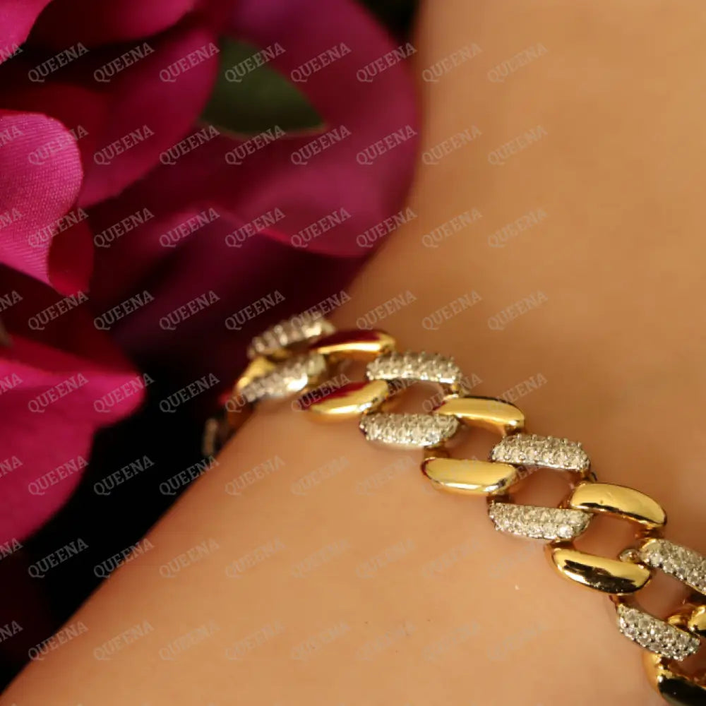 Luxurious Mix Gold with Silver Janzeer Chain Bracelet Studded with Full Zircon Bracelet