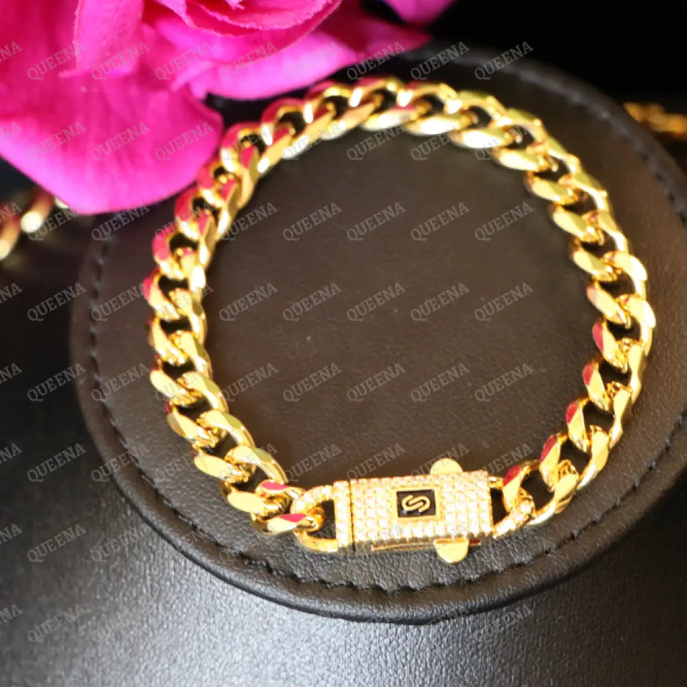 Luxury 18K Gold Plated MONACO Half JEWELRY SET Studded with Full Zircon (Necklace + Bracelet) Jewelry Sets