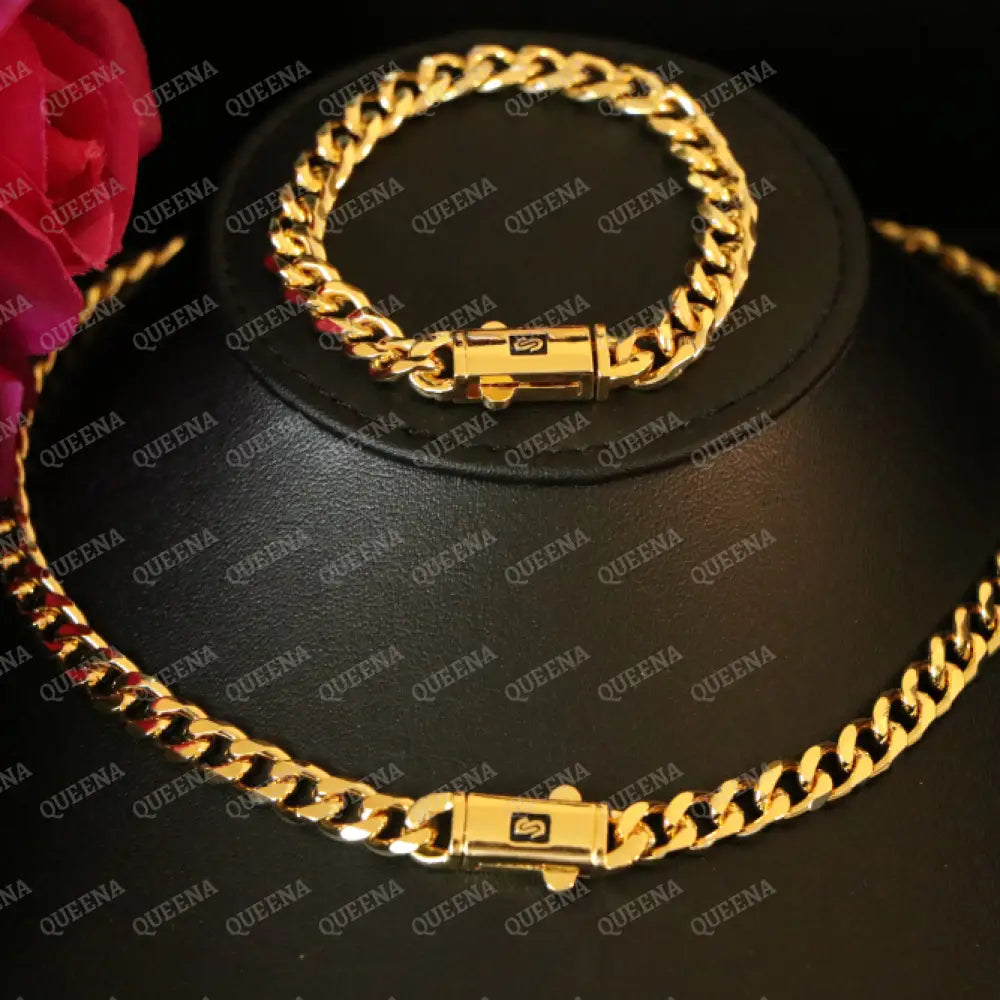 Luxury 18K Gold Plated Plain MONACO Half JEWELRY SET (Necklace + Bracelet) Jewelry Sets