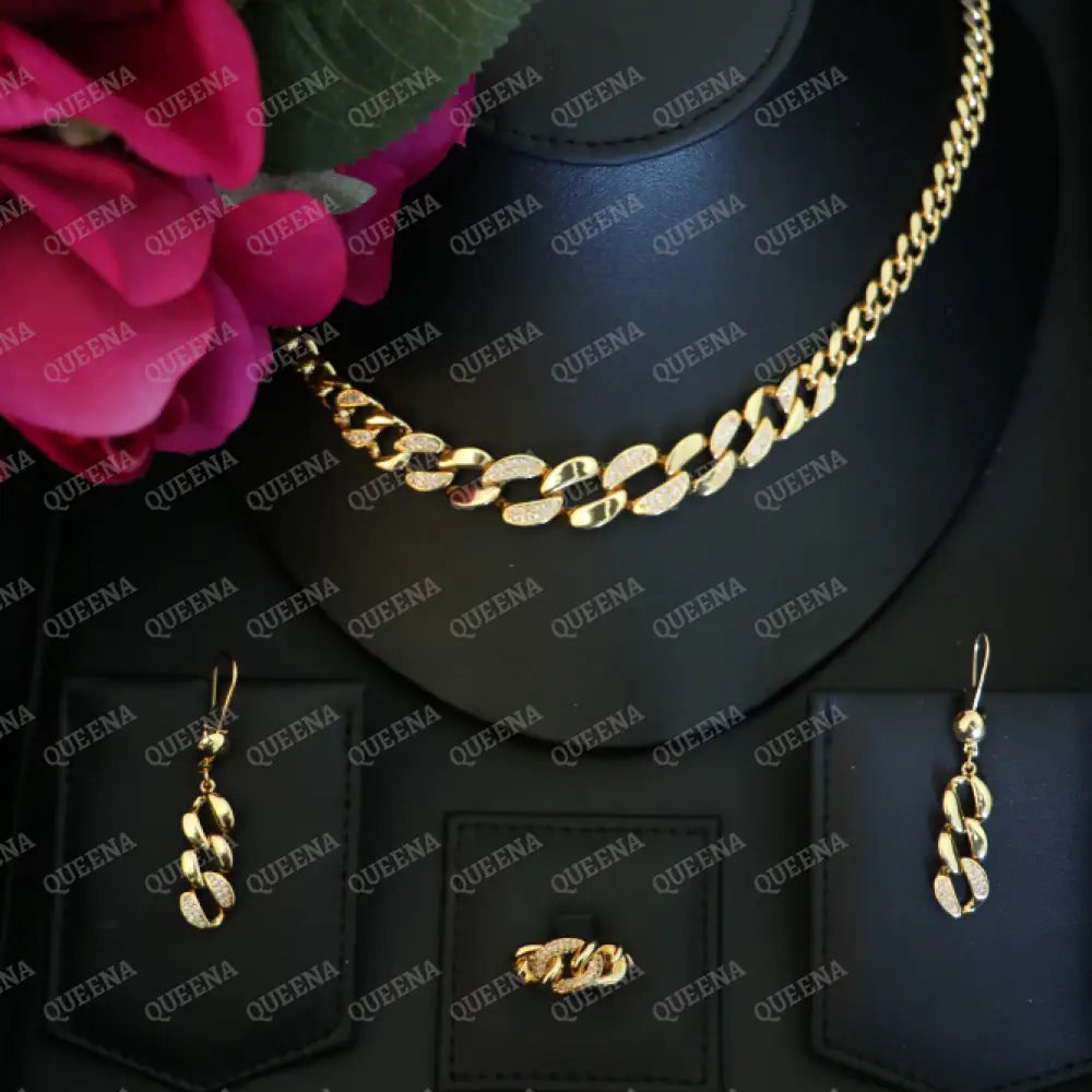 Luxury AL-Malekah Golden Janzeer Full JEWELRY SET - High Quality 21k Gold Plated Statement Piece Jewelry Sets