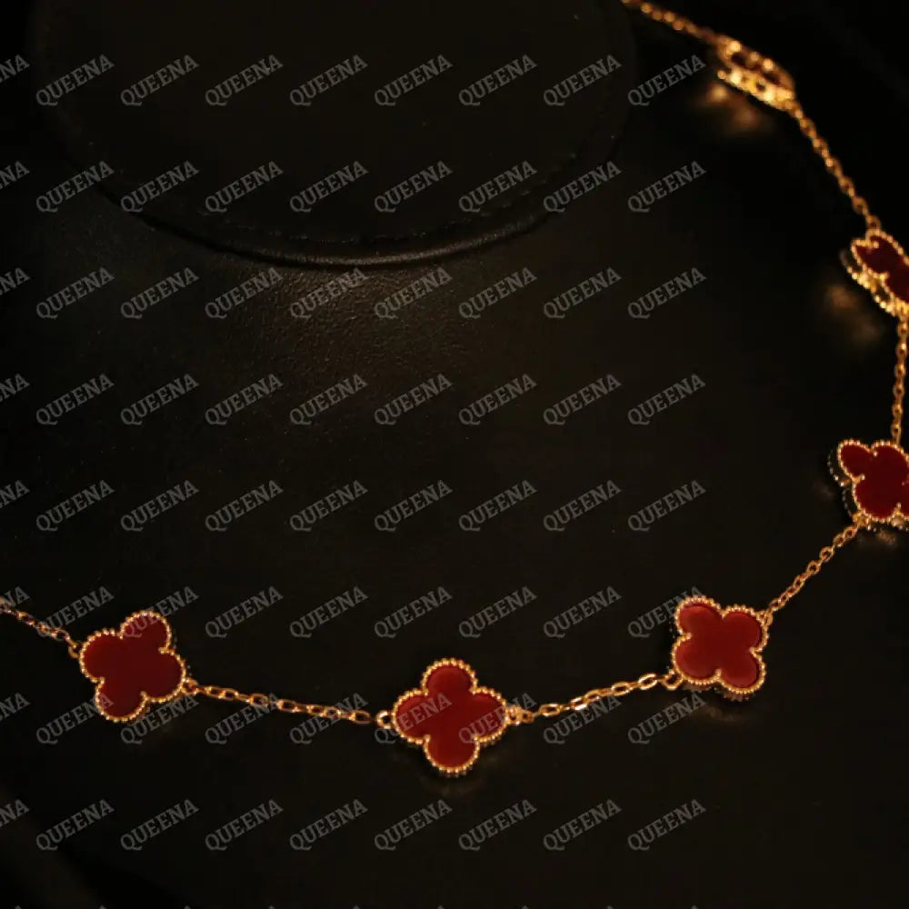 Luxury Burgundy CLOVER Choker Necklace with Multi Clovers Necklaces