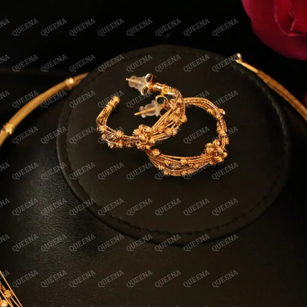 Luxury Golden AL-MALEKAH Jewelry Full SET - High Quality 18k Gold Plated Statement Piece Jewelry Sets
