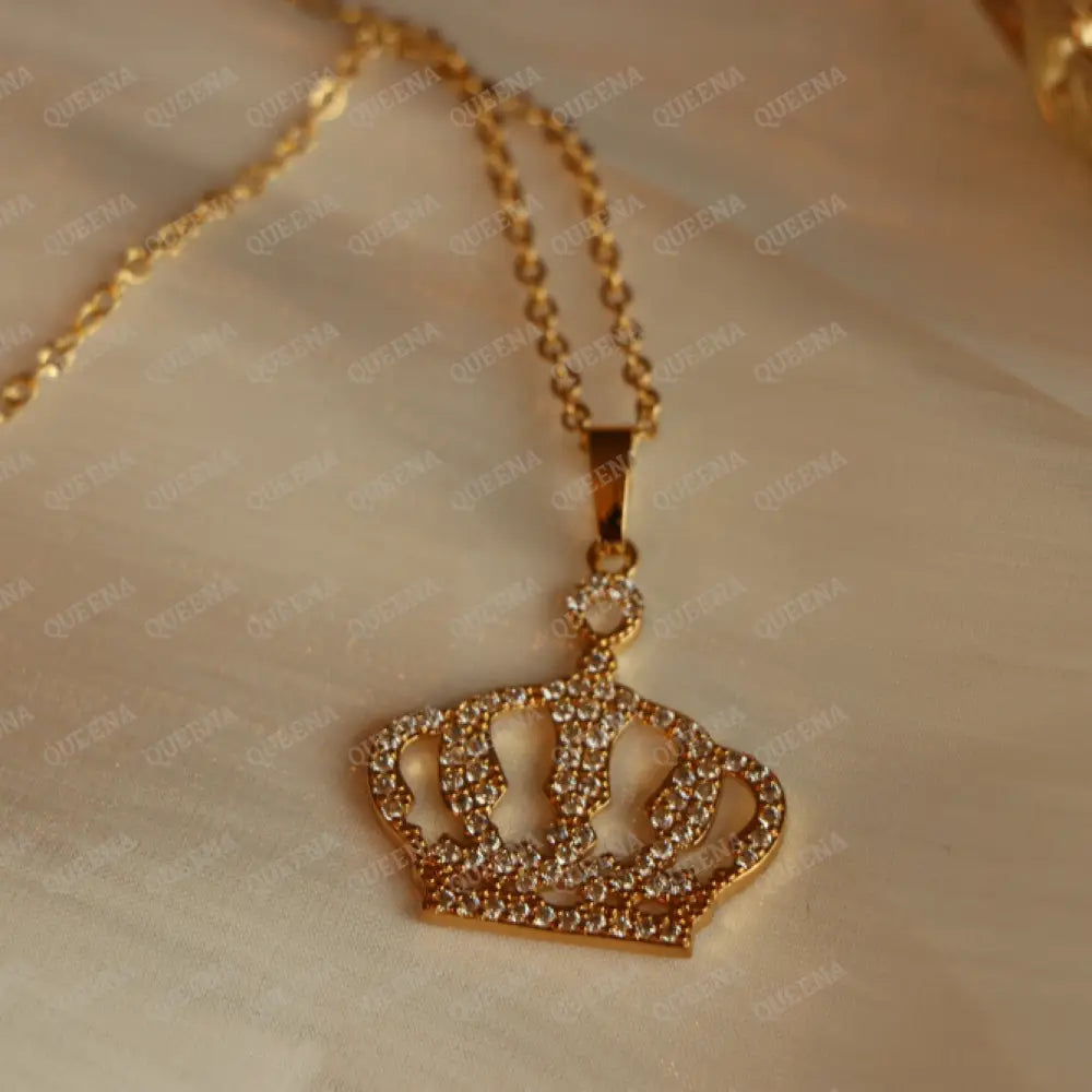 Luxury Golden Zircon Jordan Royal Crown - Pendant Necklace Necklaces
