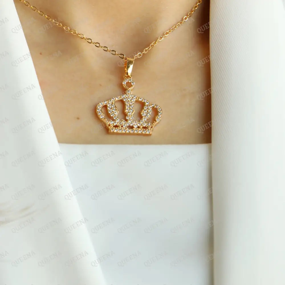 Luxury Golden Zircon Jordan Royal Crown - Pendant Necklace Necklaces