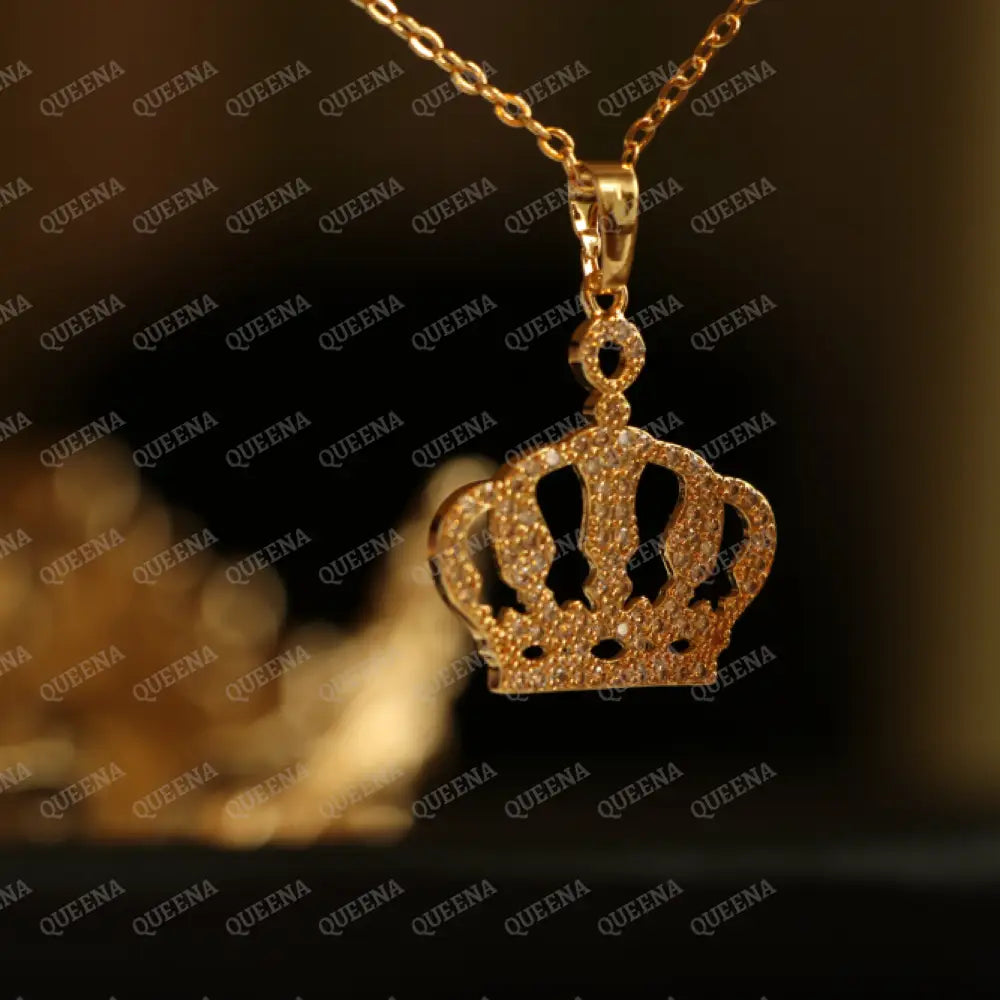 Luxury Golden Zircon Jordan Royal Crown - Pendant Necklace Necklaces