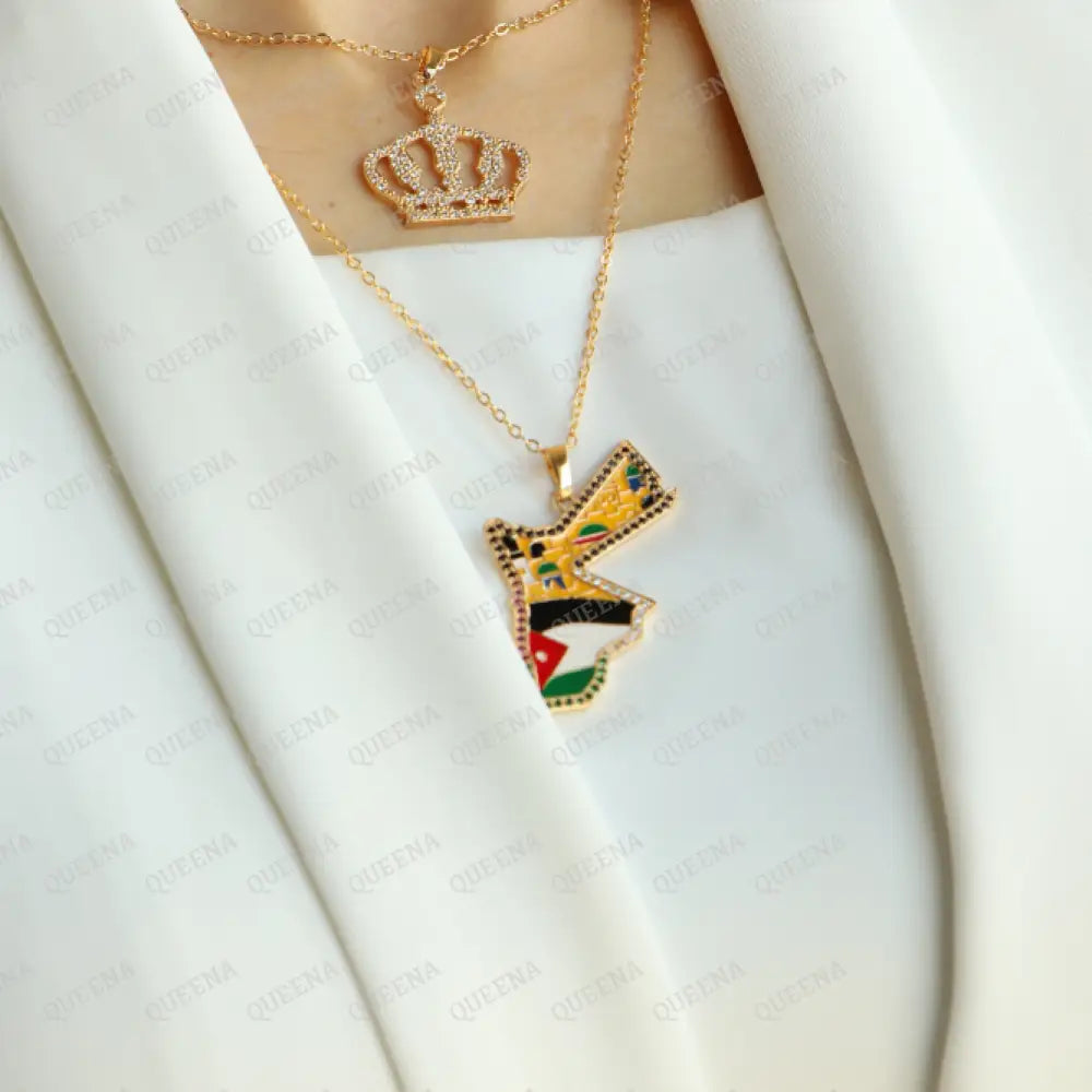 Luxury Golden Zircon Jordan Royal Crown - Pendant Necklace Necklaces