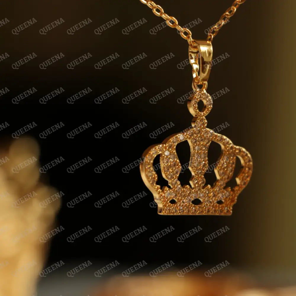 Luxury Golden Zircon Jordan Royal Crown - Pendant Necklace Necklaces