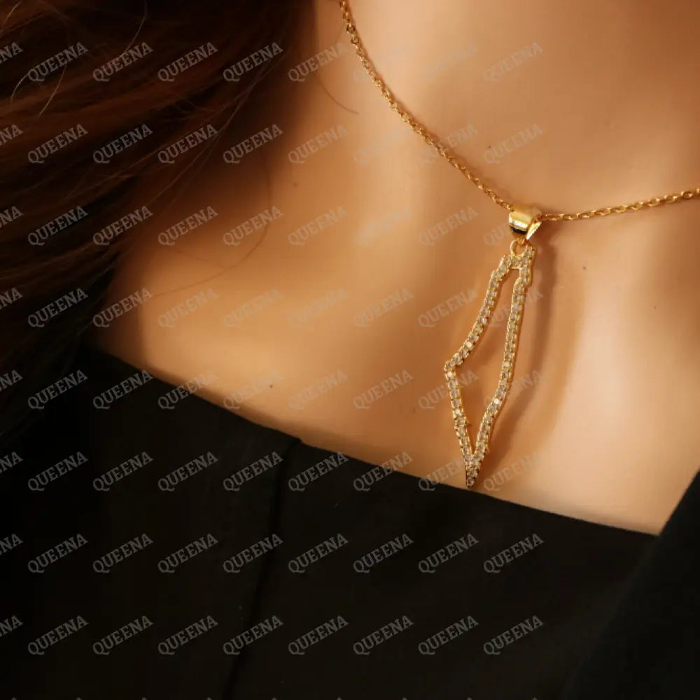 Luxury Golden Zircon PALESTINE Country Map - Pendant Necklace Necklaces